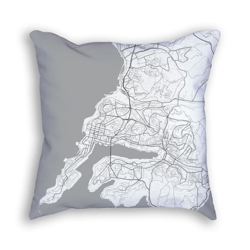 Vladivostok Russia City Map Art Decorative Throw Pillow