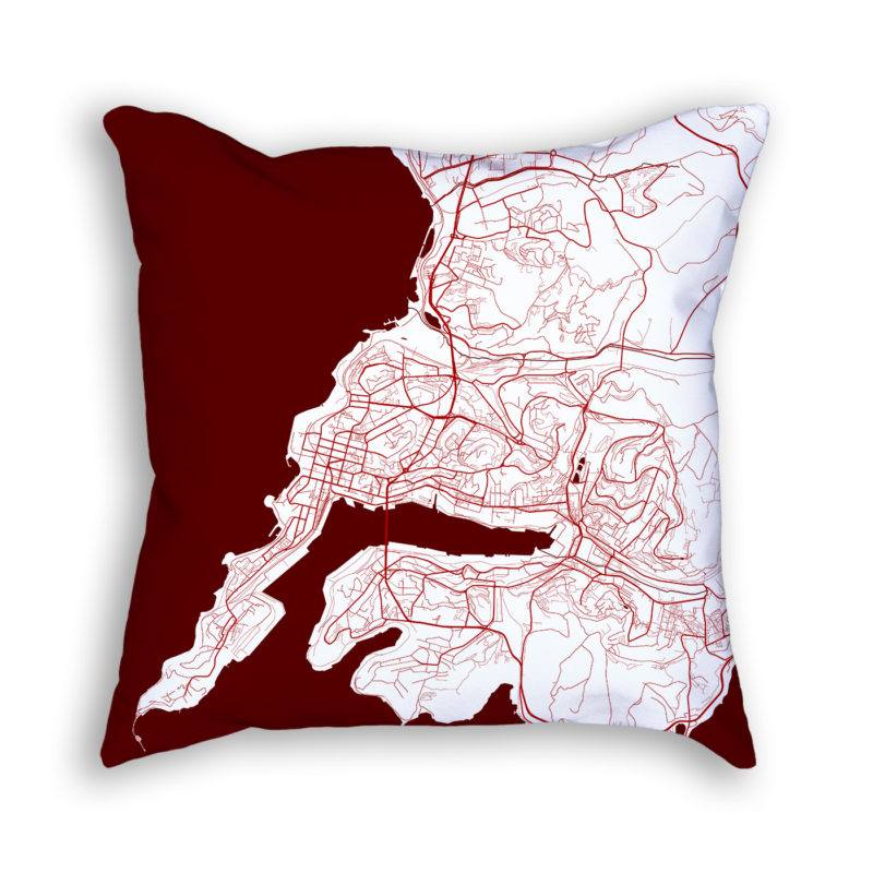 Vladivostok Russia City Map Art Decorative Throw Pillow