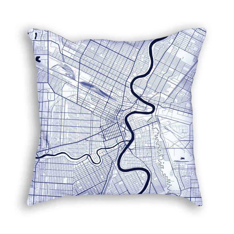 Winnipeg Canada City Map Art Decorative Throw Pillow