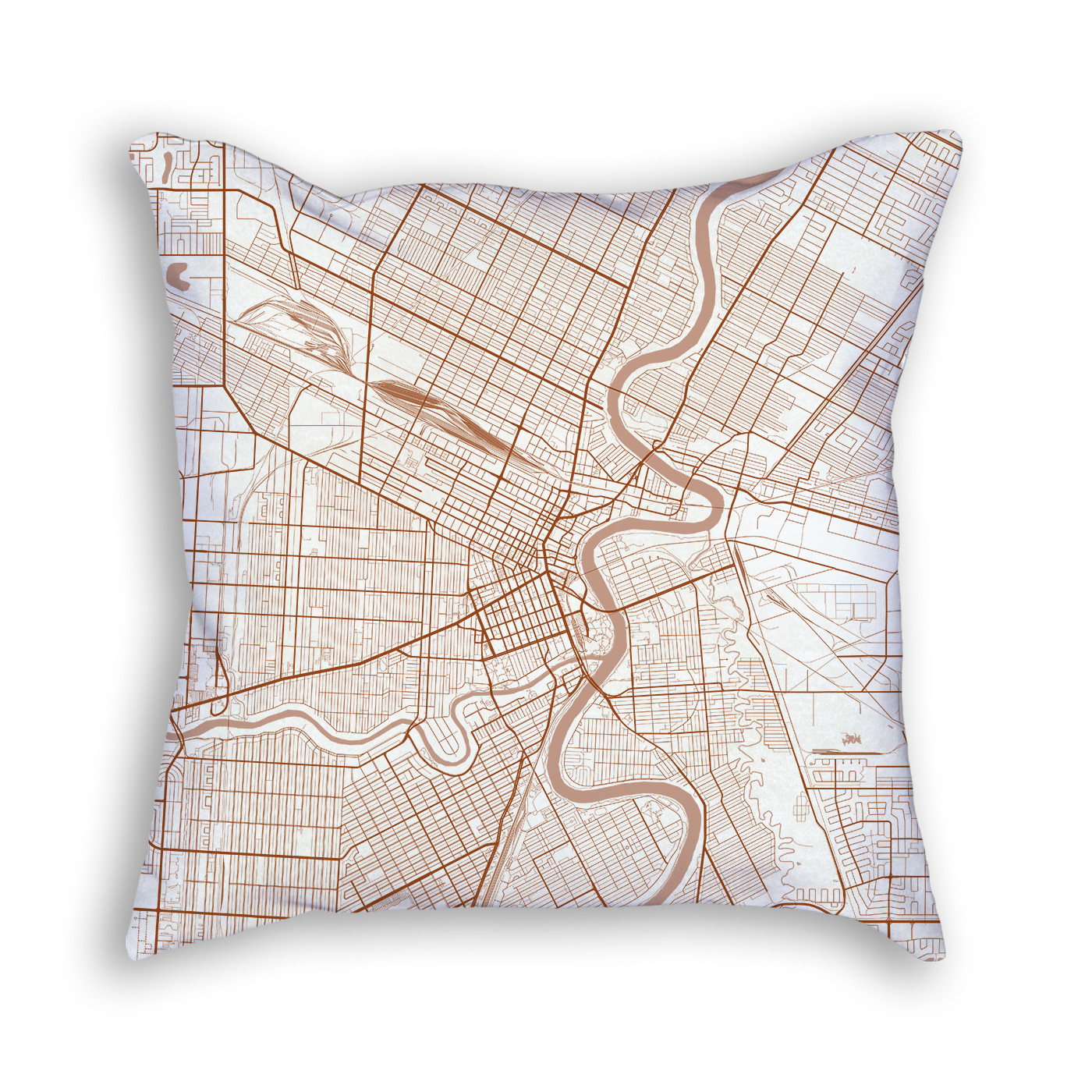 Winnipeg Canada City Map Art Decorative Throw Pillow
