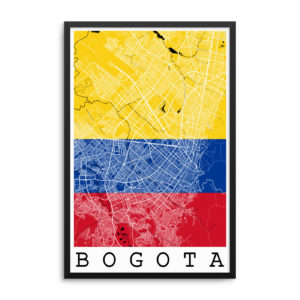 Bogota Colombia Flag Map Poster