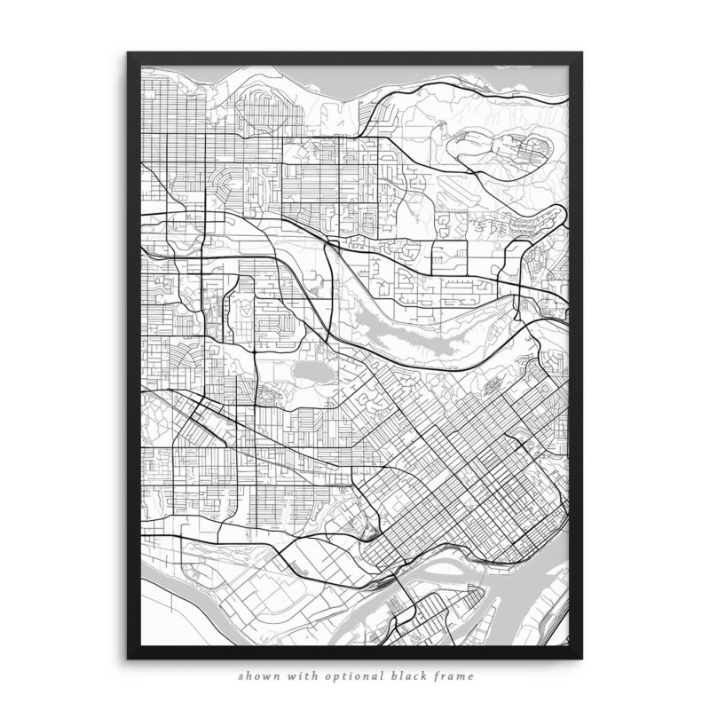 Burnaby Canada City Street Map White Poster
