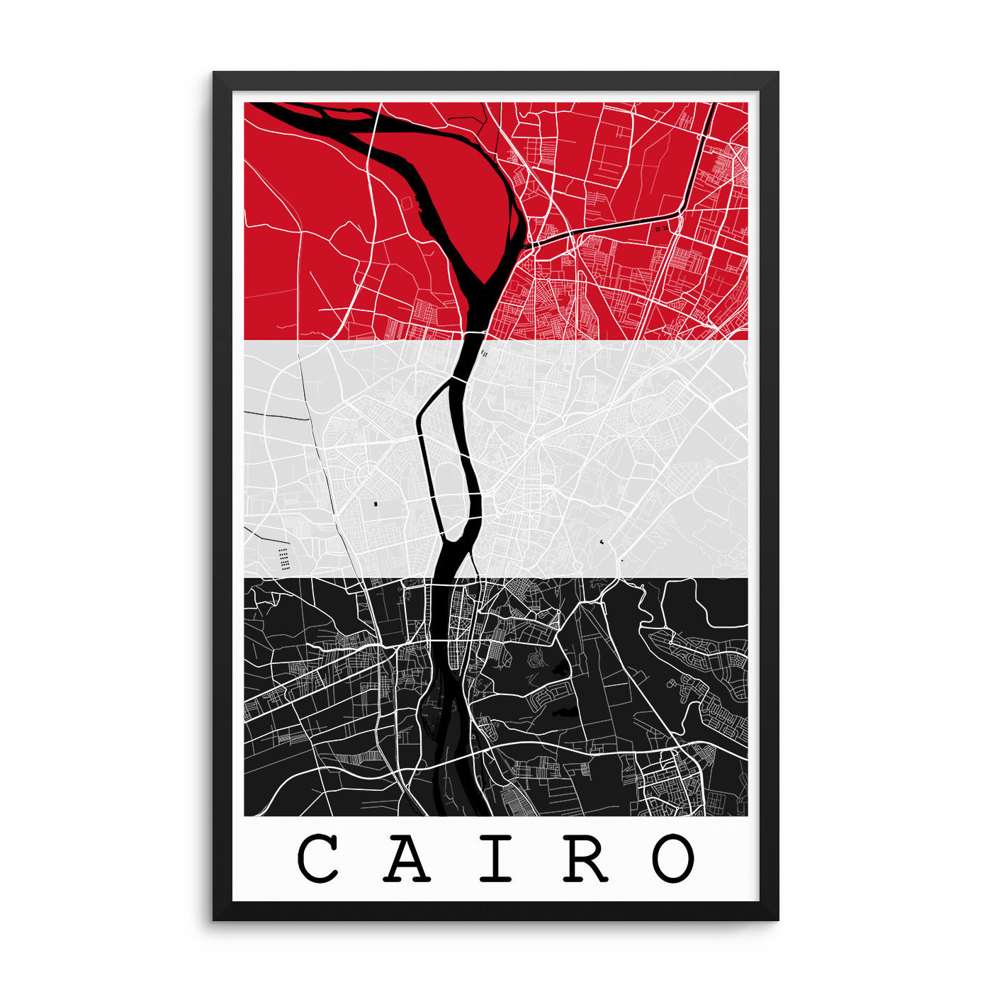 Cairo Egypt Flag Map Poster