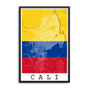 Cali Colombia Flag Map Poster