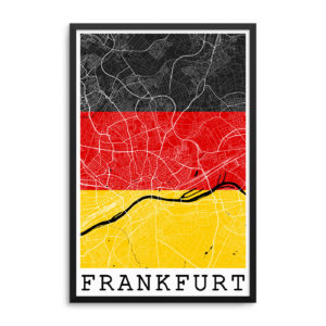 Frankfurt Germany Flag Map Poster