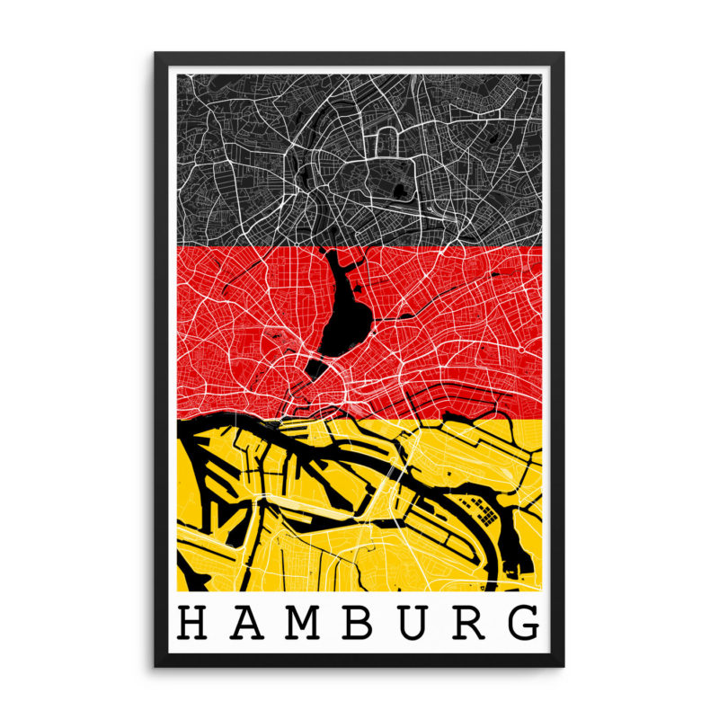 Hamburg Germany Flag Map Art