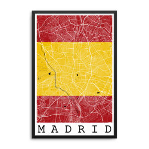 Madrid Spain Flag Map Poster