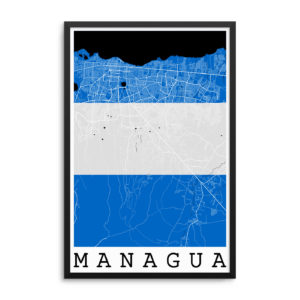 Managua Nicaragua Flag Map Poster