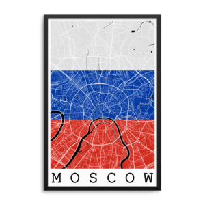 Moscow Russia Flag Map Poster