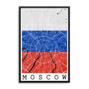 Moscow Russia Flag Map Poster