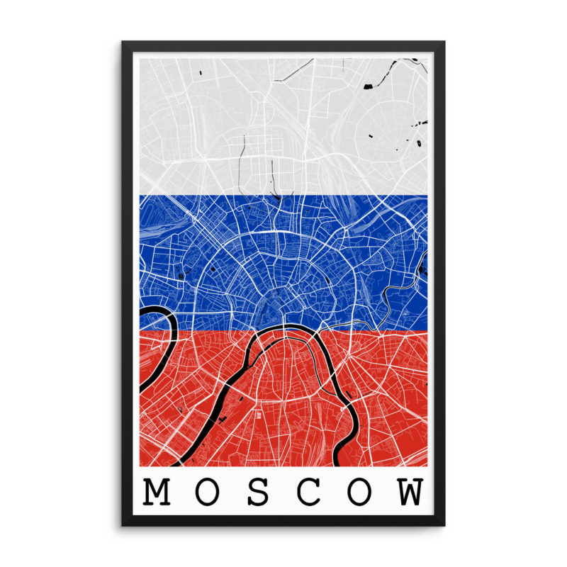 Moscow Russia Flag Map Poster