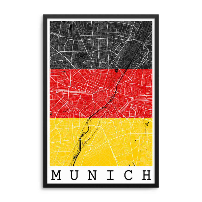 Munich Germany Flag Map Poster