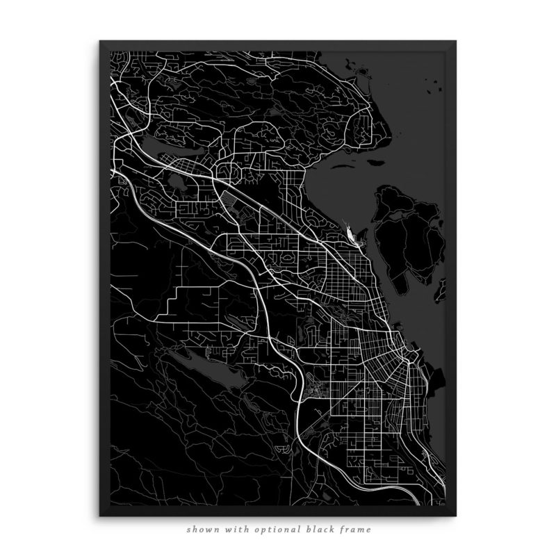 Nanaimo Canada City Street Map Black Poster
