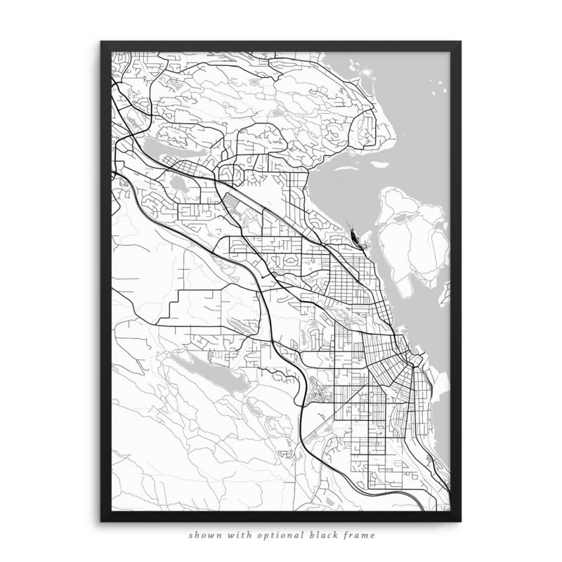 Nanaimo Canada City Street Map White Poster