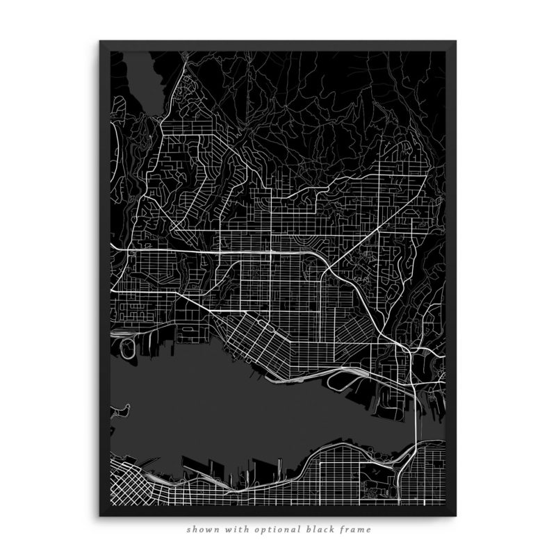 North Vancouver Canada City Street Map Black Poster