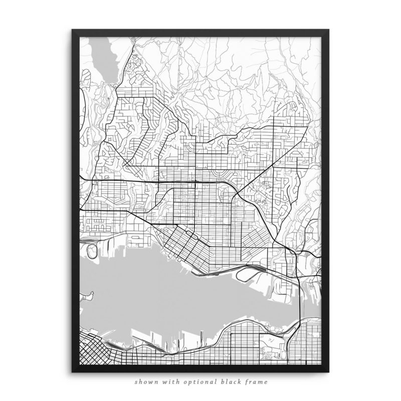 North Vancouver Canada City Street Map White Poster