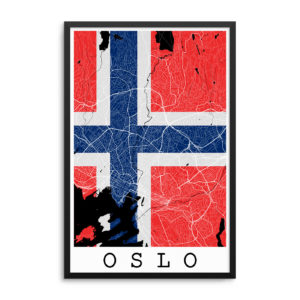 Oslo Norway Flag Map Poster