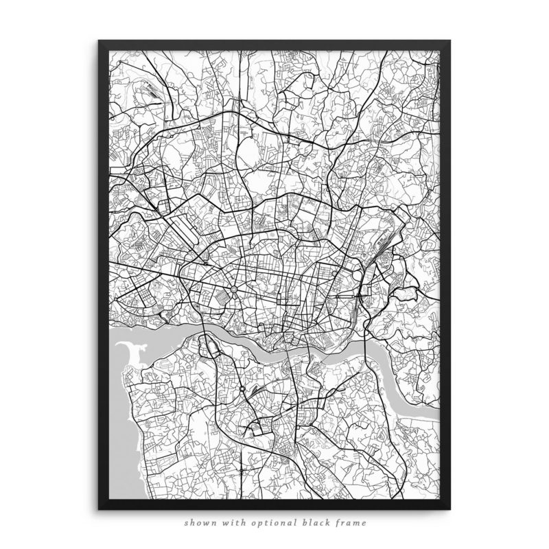 Porto Portugal City Street Map White Poster