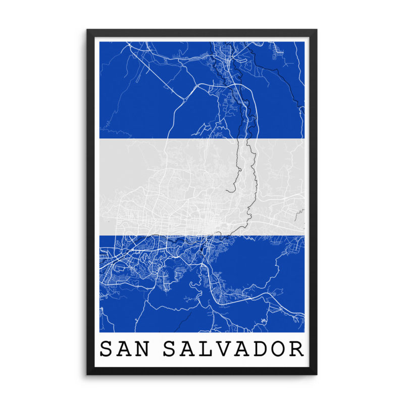 San Salvador El Salvador Flag Map Poster