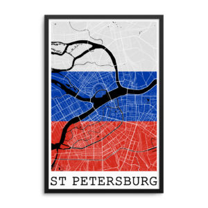 Saint Petersburg Russia Flag Map Poster