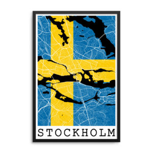 Stockholm Sweden Flag Map Poster