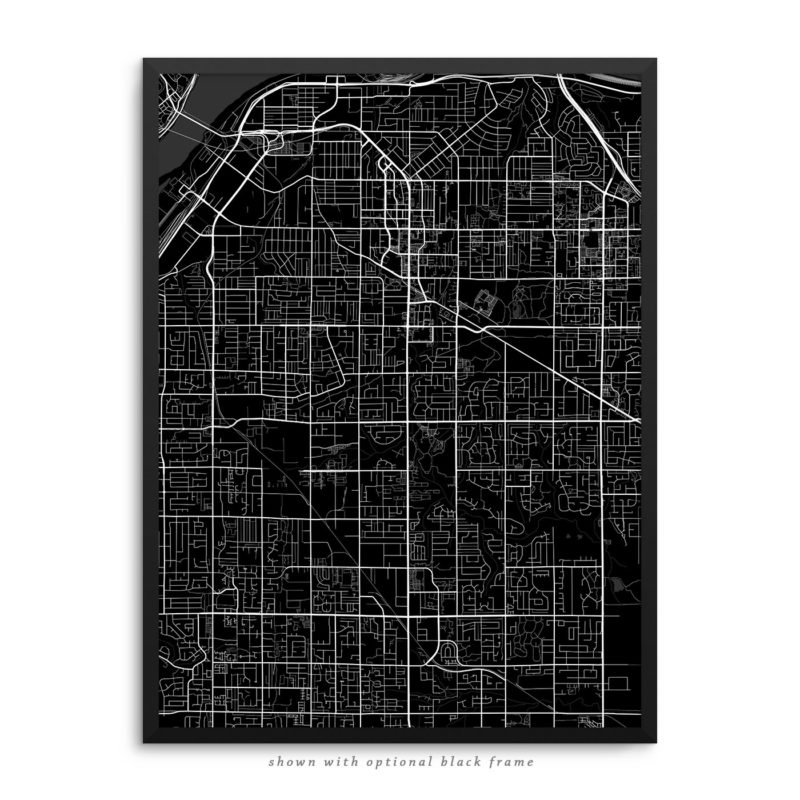 Surrey Canada City Street Map Black Poster