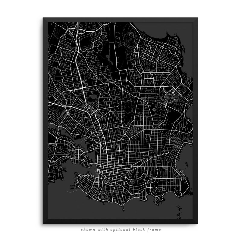 Victoria Canada City Street Map Black Poster