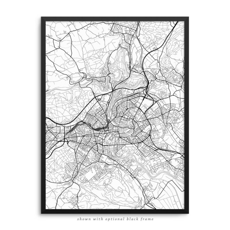 Bern Switzerland City Street Map White Poster