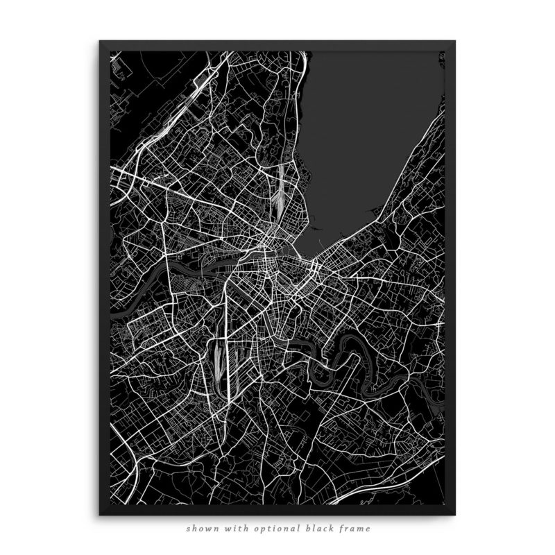 Geneva Switzerland City Street Map Black Poster