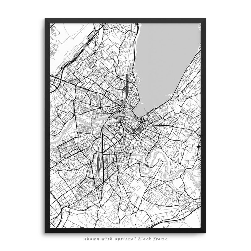 Geneva Switzerland City Street Map White Poster