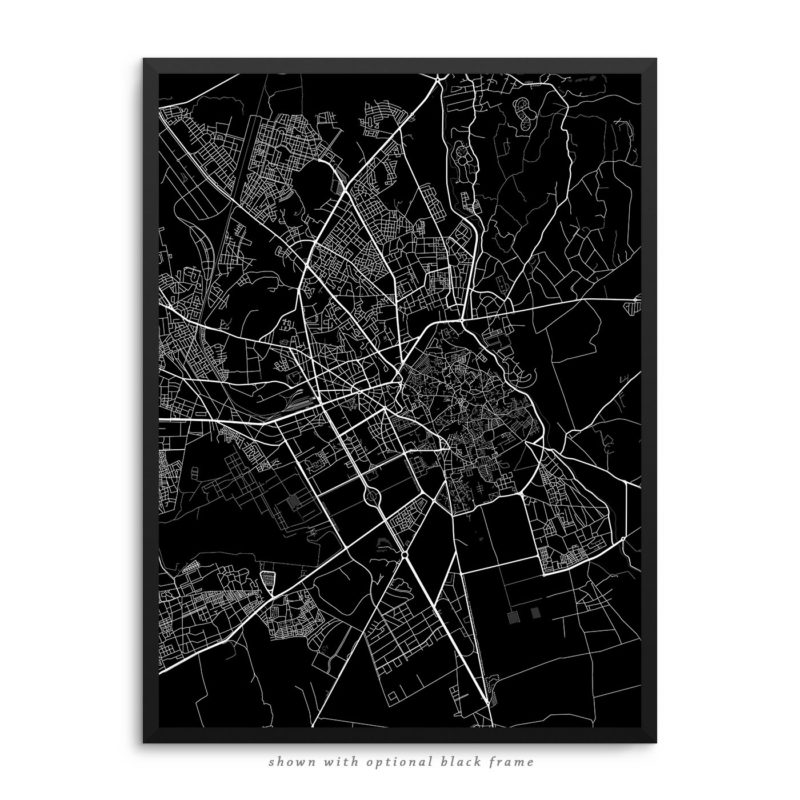 Marrakesh Morocco City Street Map Black Poster