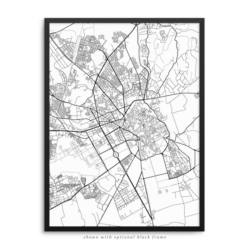 Marrakesh Morocco City Street Map White Poster