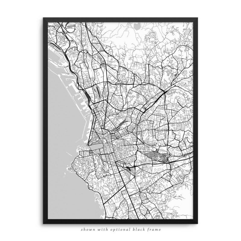 Marseille France City Street Map White Poster