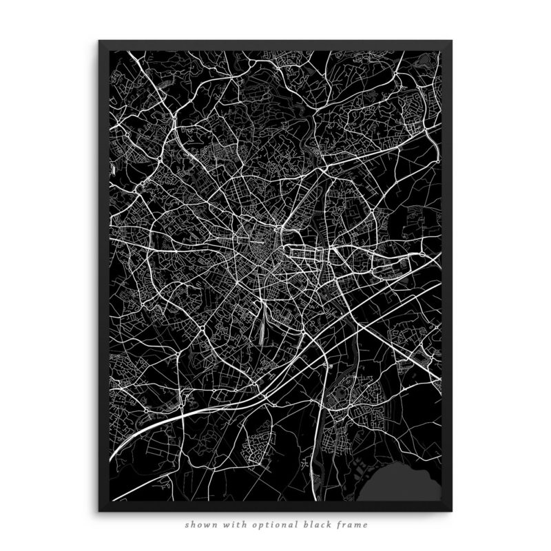 Montpellier France City Street Map Black Poster