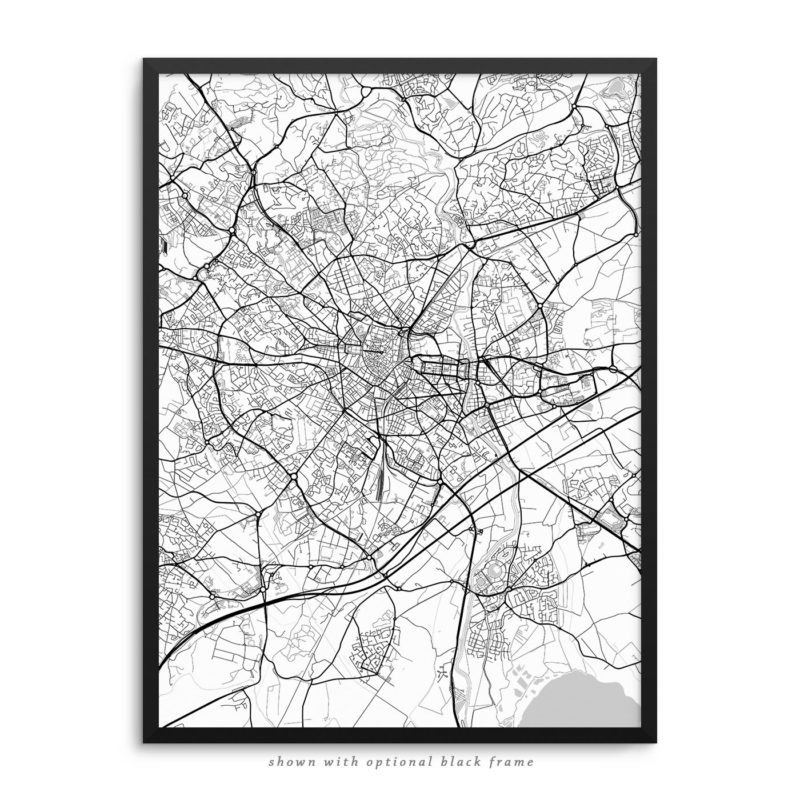 Montpellier France City Street Map White Poster