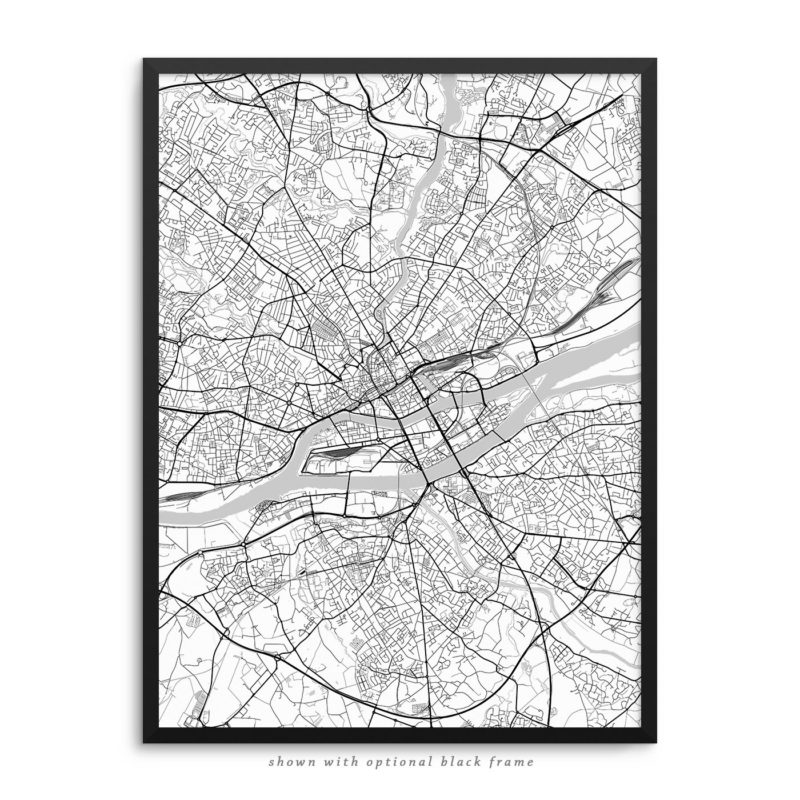 Nantes France City Street Map White Poster