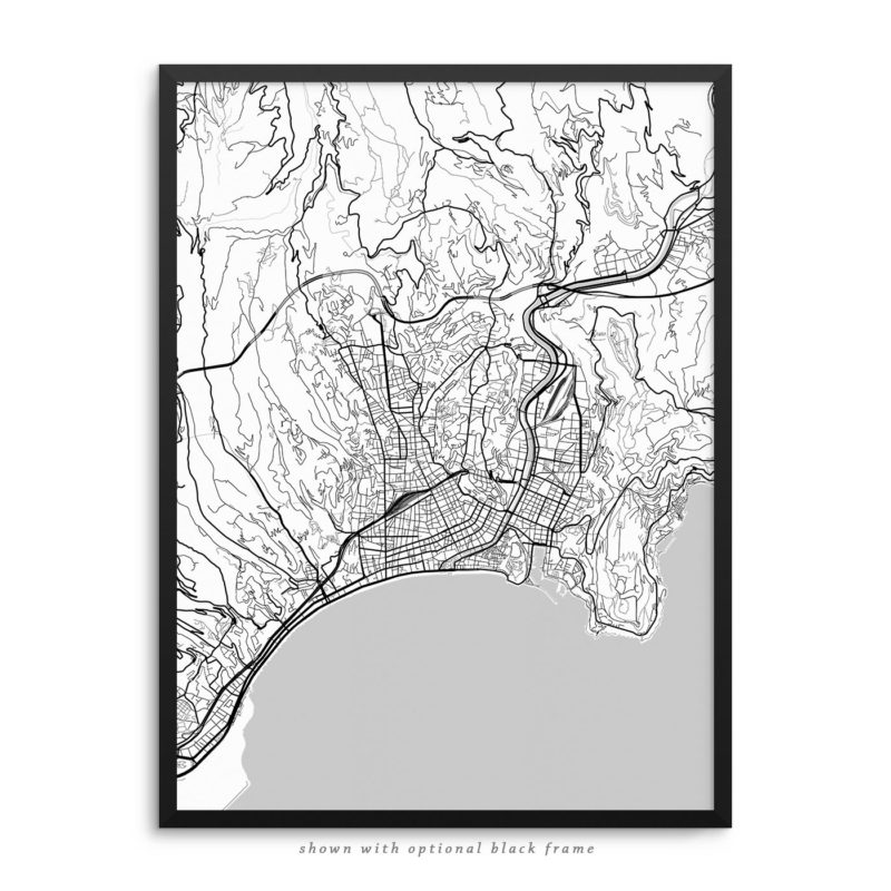 Nice France City Street Map White Poster