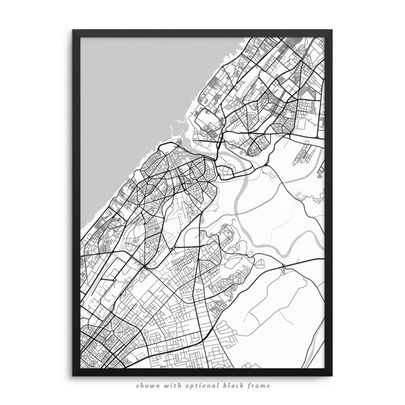 Rabat Morocco City Street Map White Poster