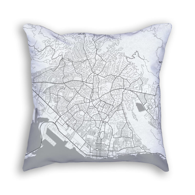 Kingston Jamaica City Map Art Decorative Throw Pillow