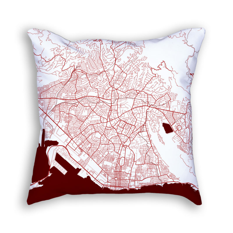 Kingston Jamaica City Map Art Decorative Throw Pillow