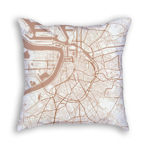 Antwerp Belgium City Map Art Decorative Throw Pillow