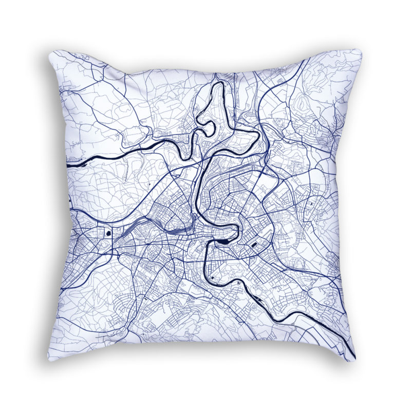 Bern Switzerland City Map Art Decorative Throw Pillow