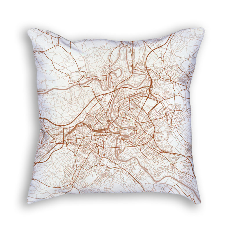 Bern Switzerland City Map Art Decorative Throw Pillow