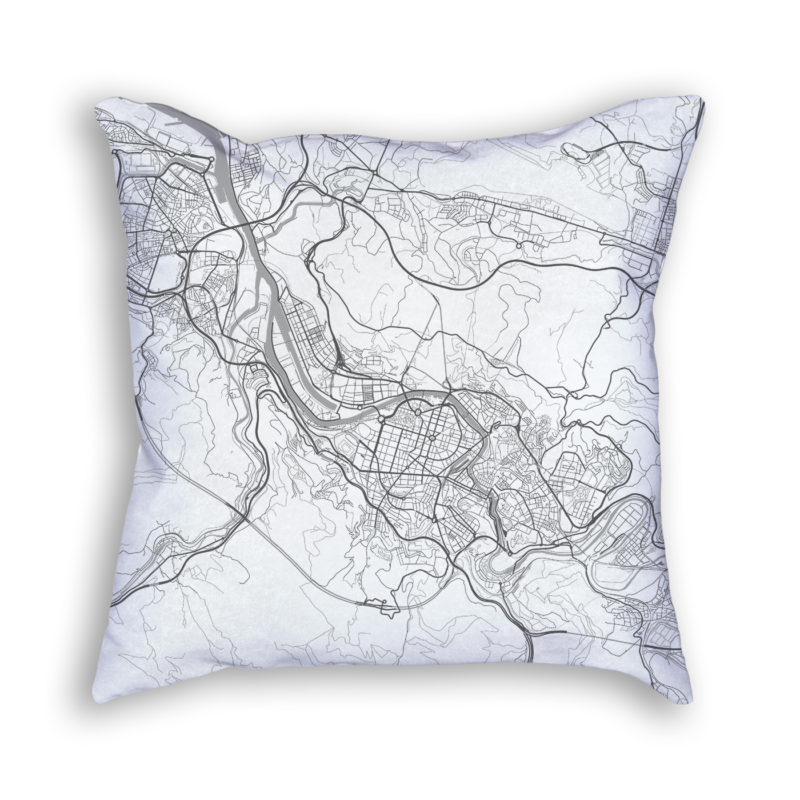 Bilbao Spain City Map Art Decorative Throw Pillow