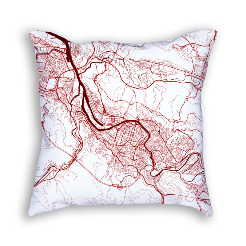 Bilbao Spain City Map Art Decorative Throw Pillow