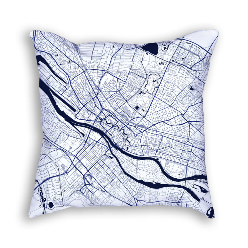 Bremen Germany City Map Art Decorative Throw Pillow