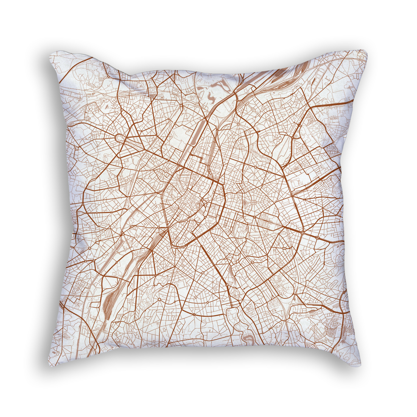 Brussels Belgium City Map Art Decorative Throw Pillow
