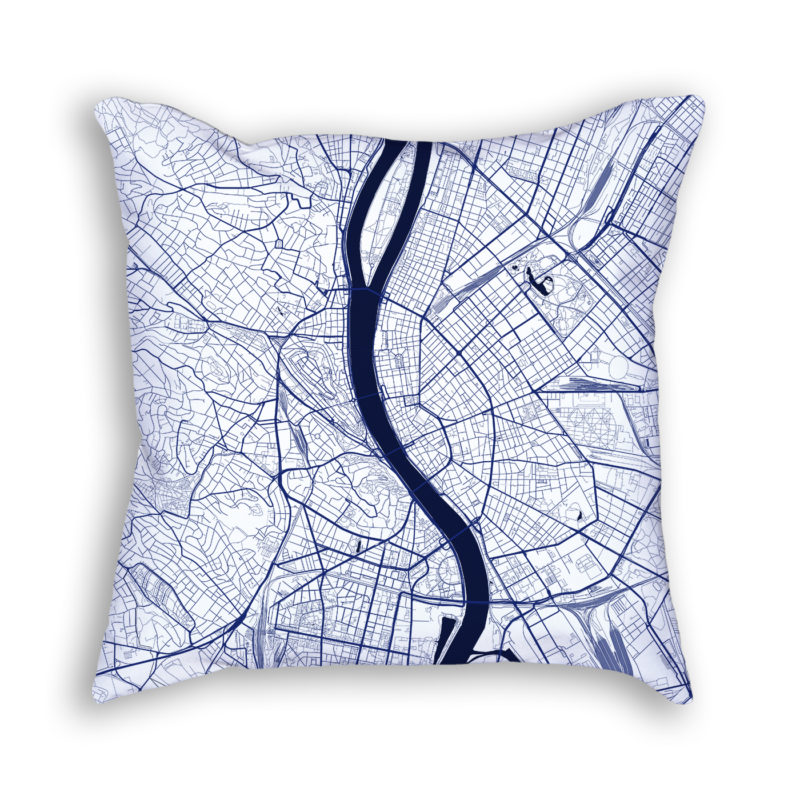 Budapest Hungary City Map Art Decorative Throw Pillow