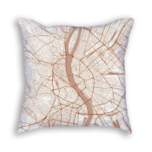 Budapest Hungary City Map Art Decorative Throw Pillow