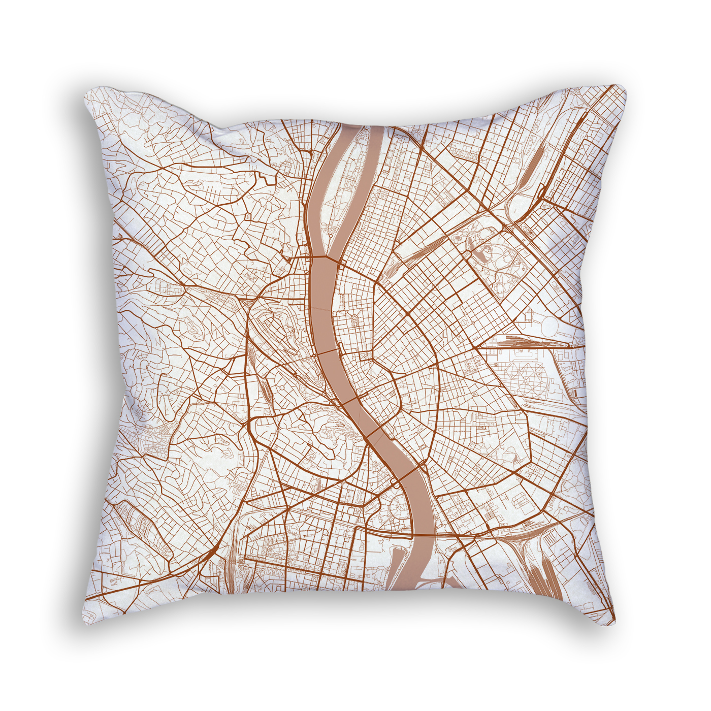 Budapest Hungary City Map Art Decorative Throw Pillow